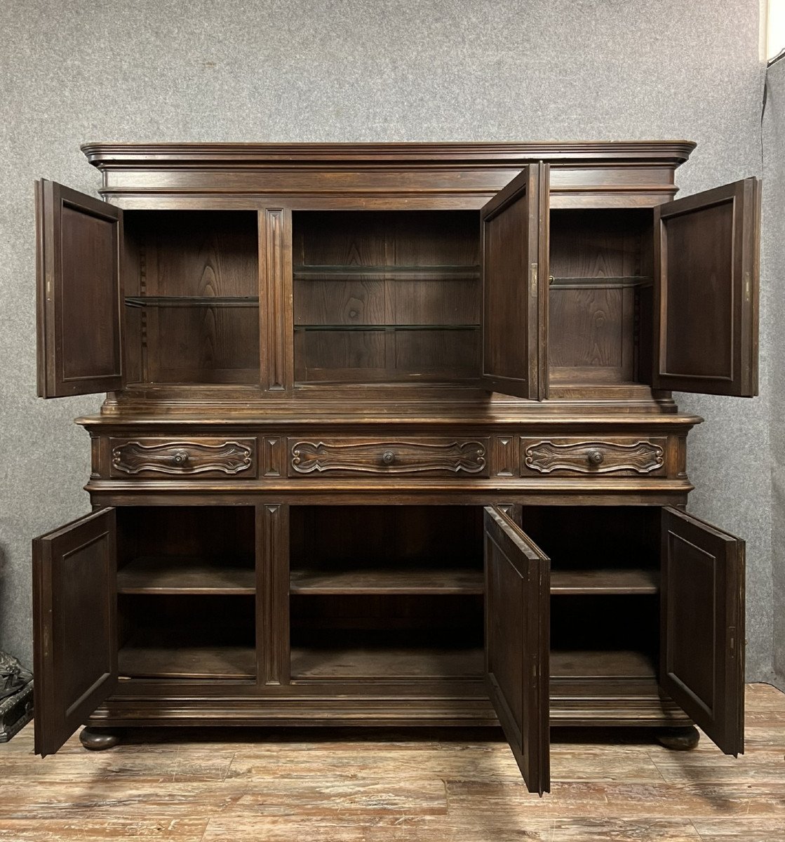 Important Renaissance Style Buffet In Fully Carved Walnut -photo-5