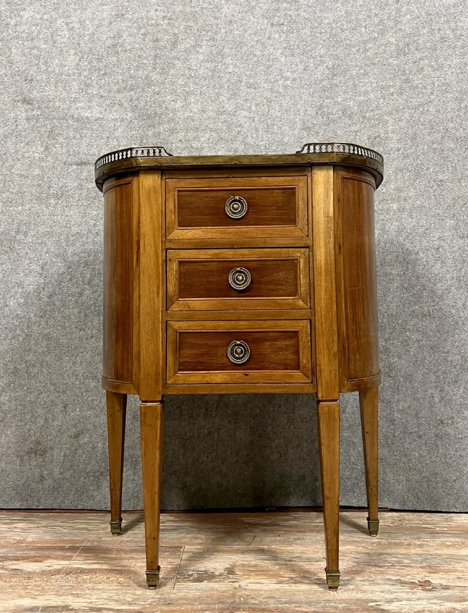 Louis XVI Style Parisian Lady's Commode In Half-moon Shape In Mahogany 