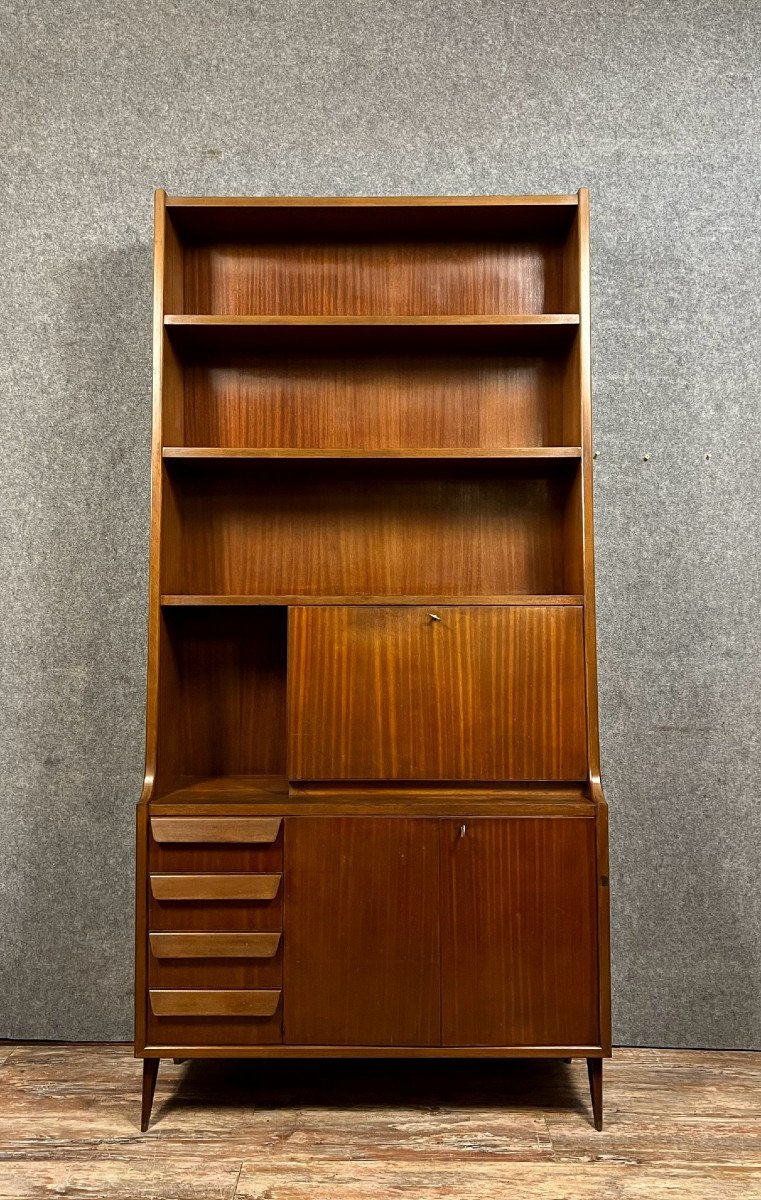 Barovero Turin: Teak Secretary Bookcase 