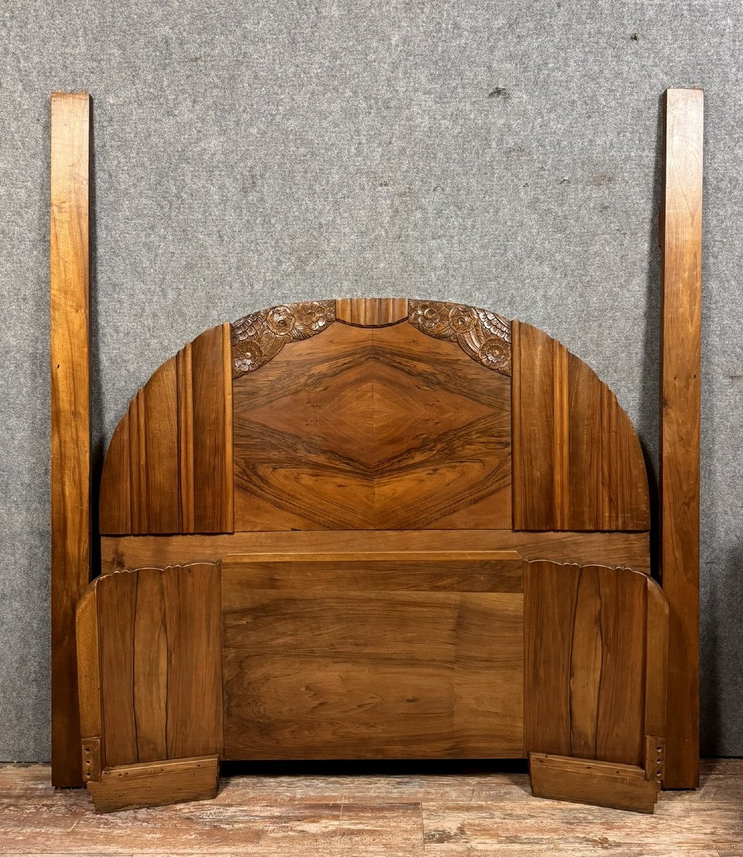 Atypical Center Bed In Mahogany Art Deco Period -photo-6