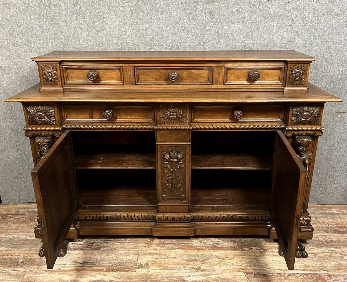  Renaissance Style Caryatides Tiered Buffet In Walnut -photo-5