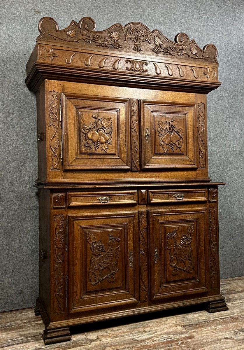 Montbéliard Buffet With 4 Renaissance Style Shutters In Solid Oak -photo-1