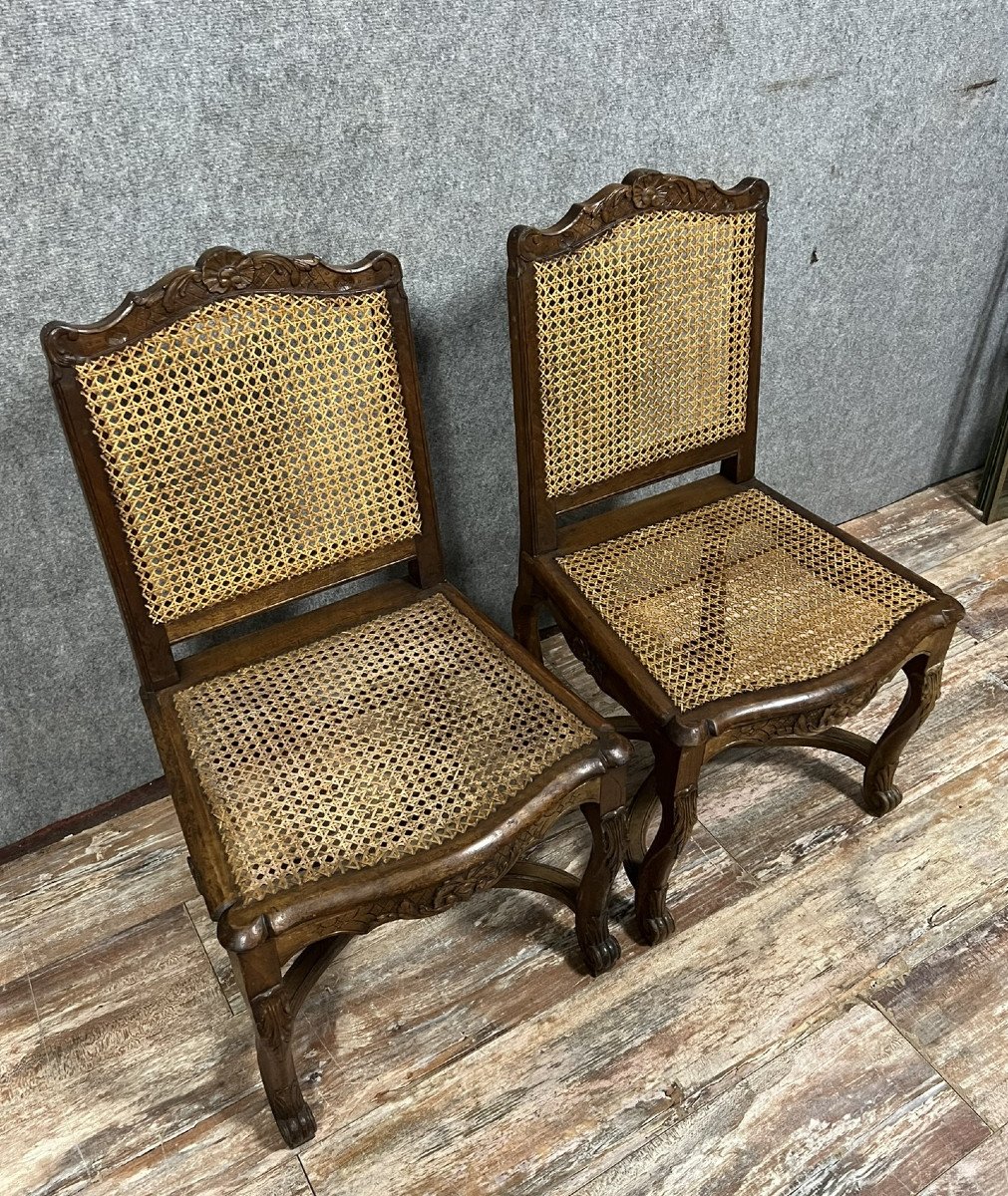 Pair Of Provençal Louis XV Style Chairs In Walnut-photo-2