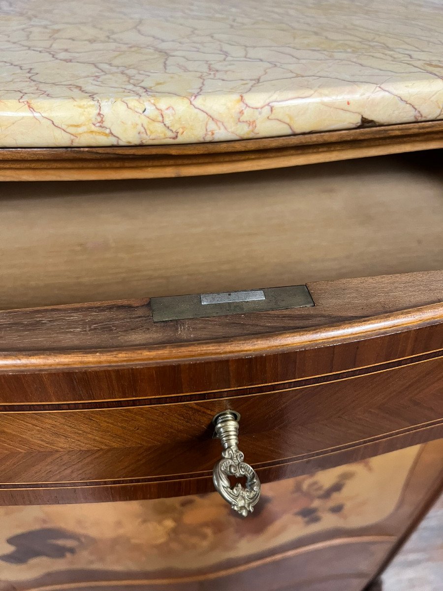 Louis XV Style Curved Secretary In Walnut And Marquetry-photo-4