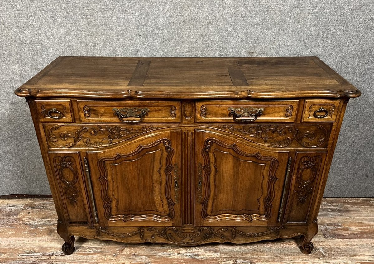 Louis XV Provençal Buffet In Solid Walnut-photo-1