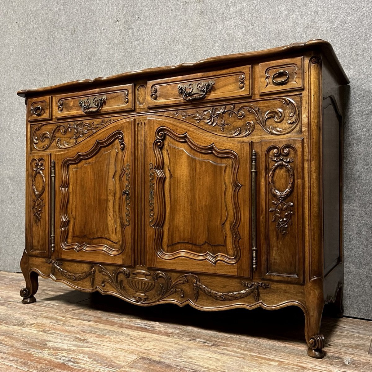 Louis XV Provençal Buffet In Solid Walnut-photo-3