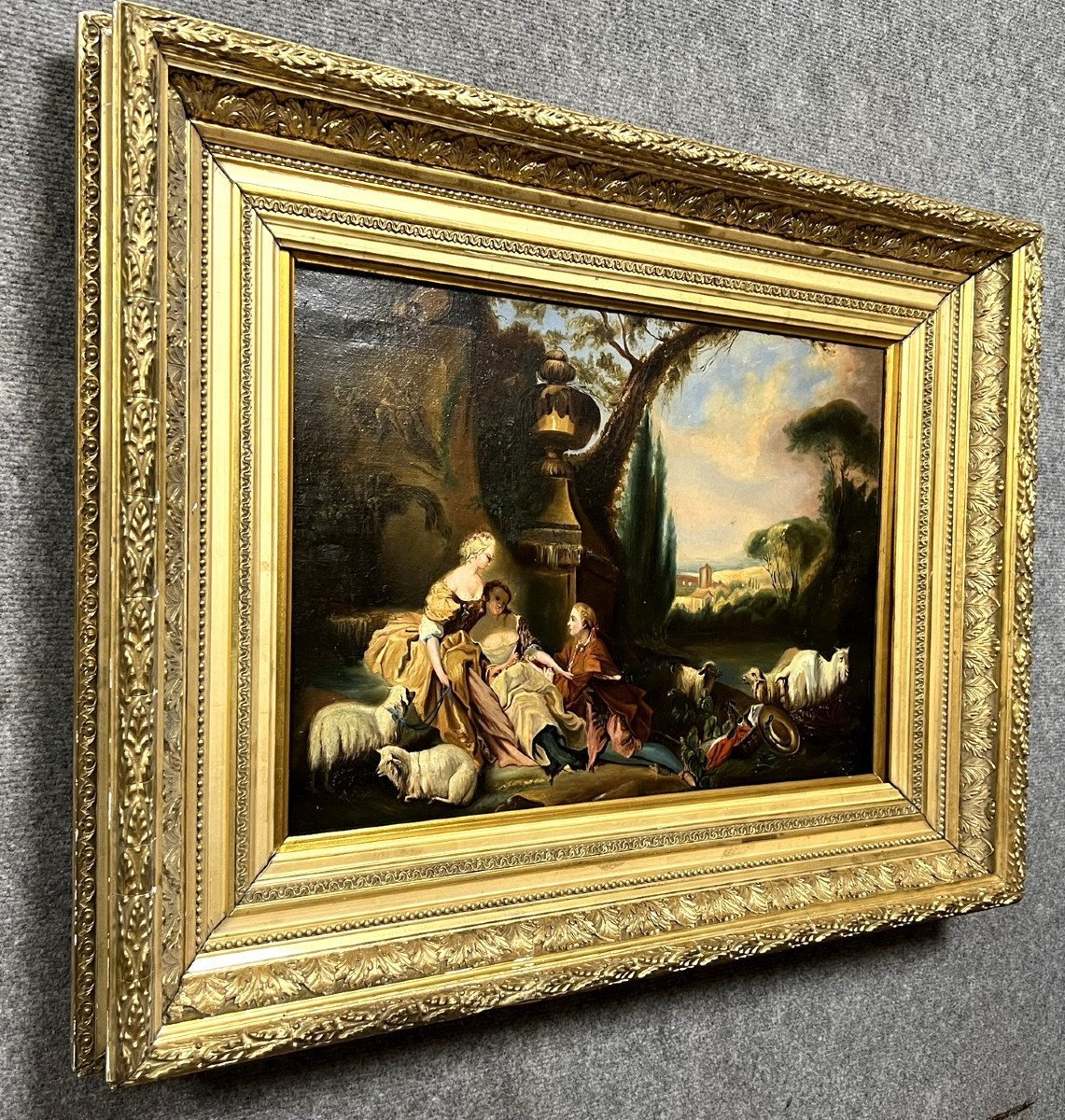 François Boucher (d’après) : Superbe Huile Sur Toile époque XIXeme Siècle-photo-1