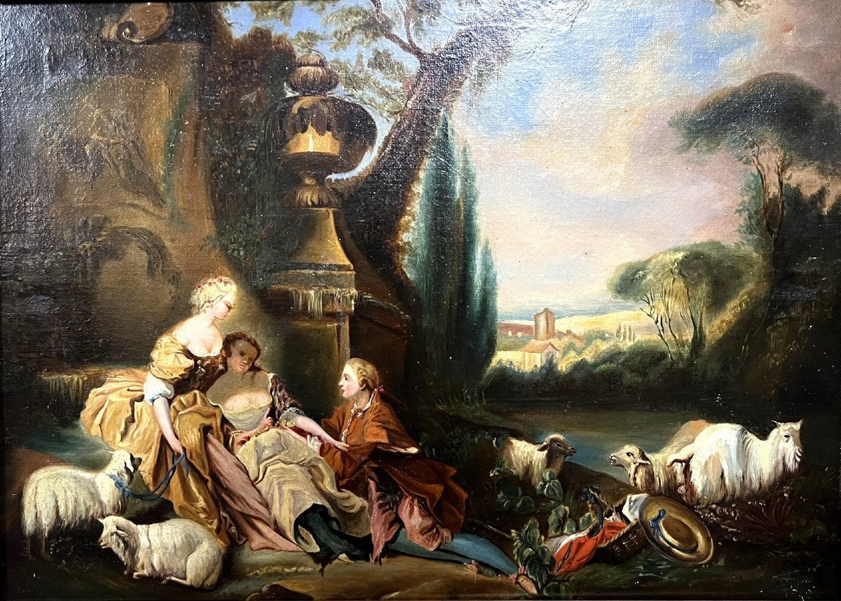 François Boucher (d’après) : Superbe Huile Sur Toile époque XIXeme Siècle-photo-3