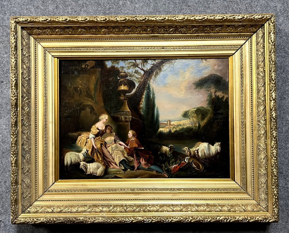 François Boucher (d’après) : Superbe Huile Sur Toile époque XIXeme Siècle