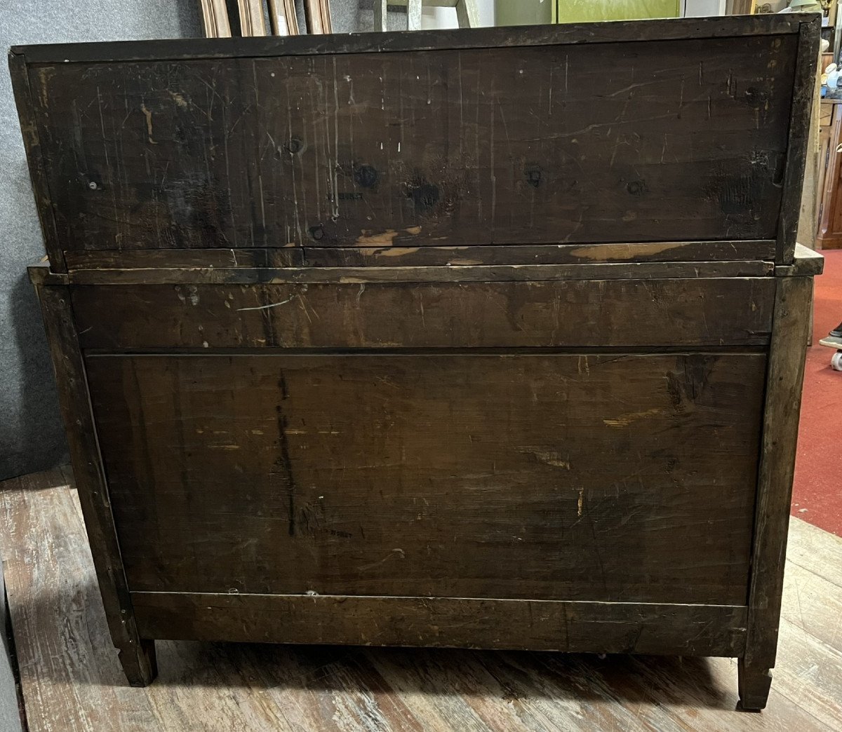 Louis XVI Period Scribanne Commode In Burr Walnut With Inlaid Decor On All Sides-photo-3