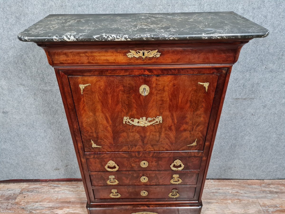 Secretary Louis Philippe Period / Restoration In Mahogany-photo-1