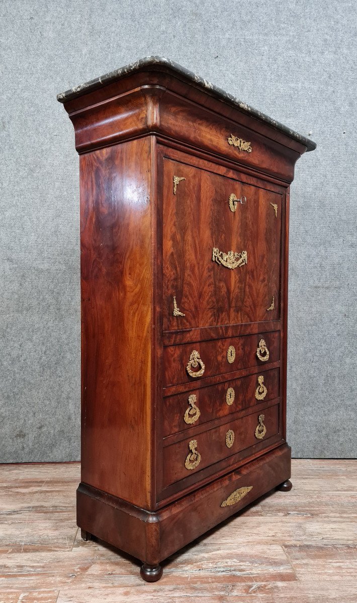 Secretary Louis Philippe Period / Restoration In Mahogany-photo-8