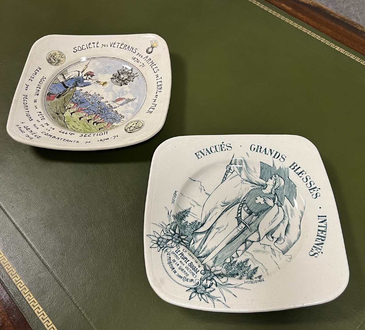 Two Commemorative Dishes From Clément Coppier Faienceries De Carouge (switzerland) -photo-3