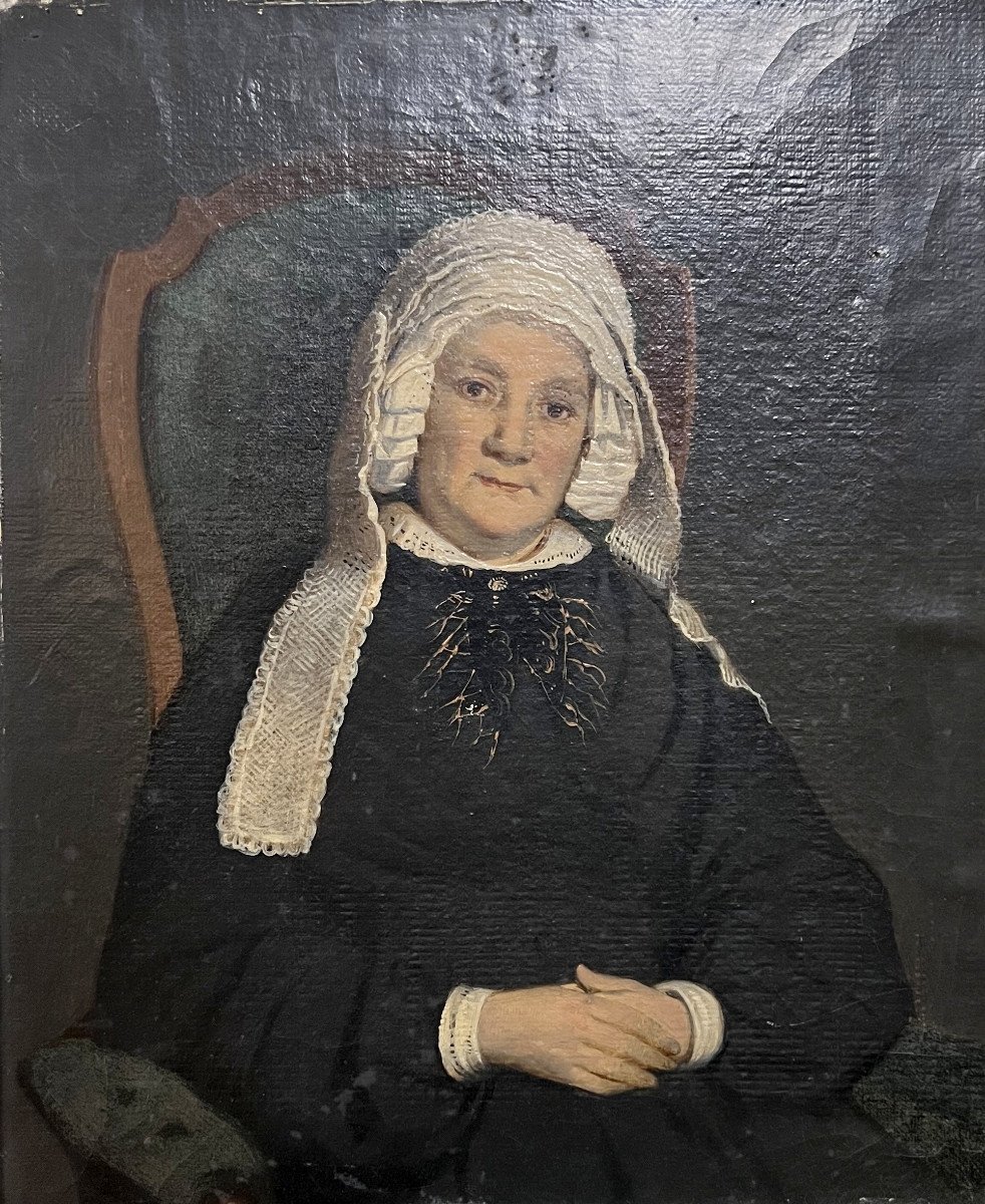 J. Goissel: Oil On Canvas Depicting Marie Madelaine Girard Houri-photo-4