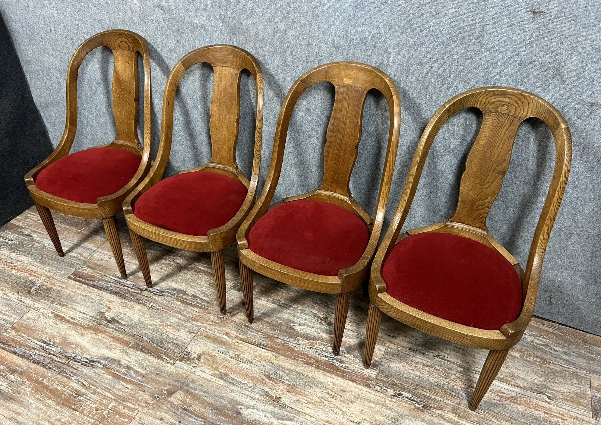 Series Of 4 Art Deco Period Chairs With Gondola Backs -photo-3