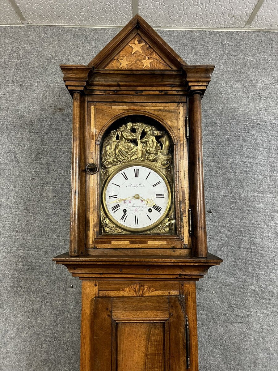 Pansue Empire Period Clock In Walnut And Marquetry -photo-3