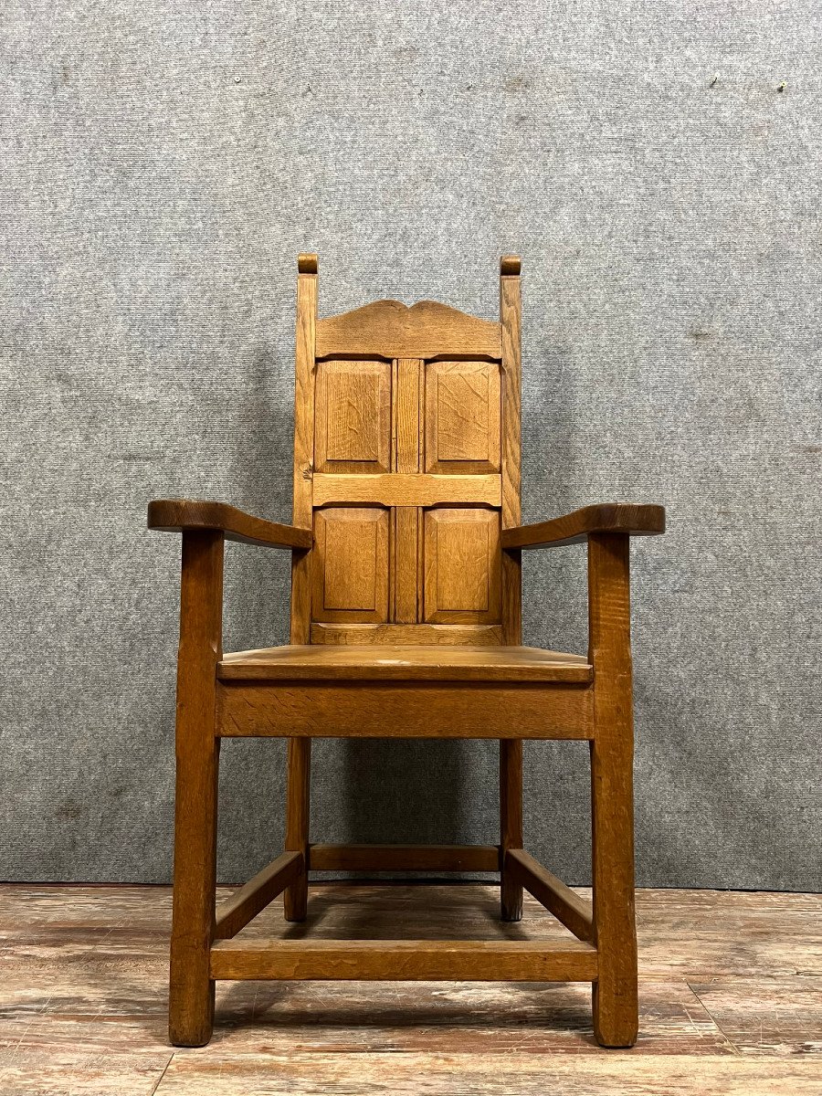  Large Louis XIV Style Throne Armchair In Light Oak 