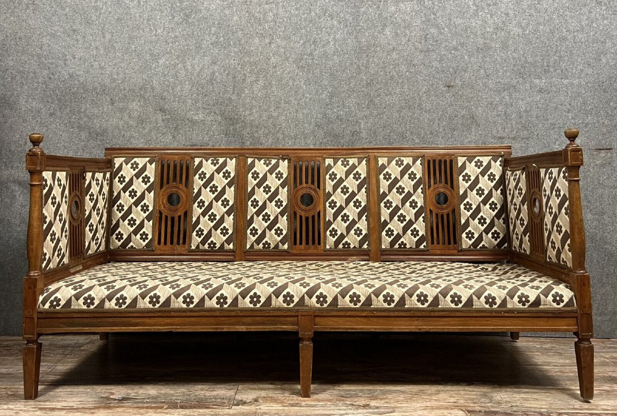 Bench In Walnut Louis XVI / Directoire Style Late 19th Century
