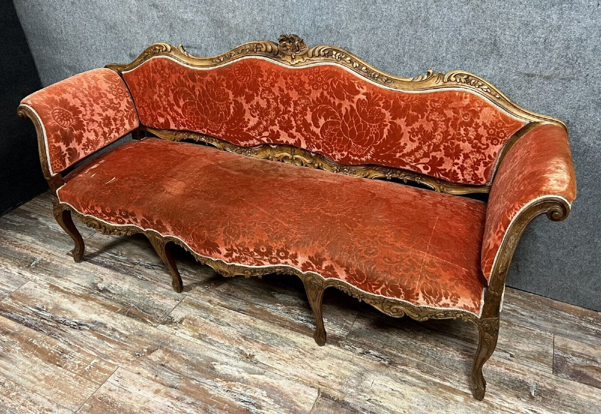 Provençal Bench In Carved Walnut Louis XV Style Late 19th Century-photo-2