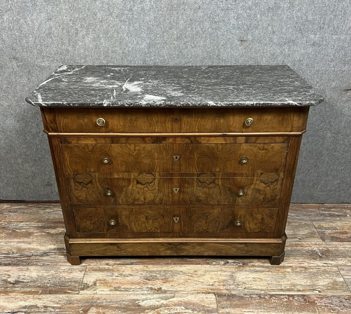 Louis Philippe Period Commode In Burl Walnut -photo-1