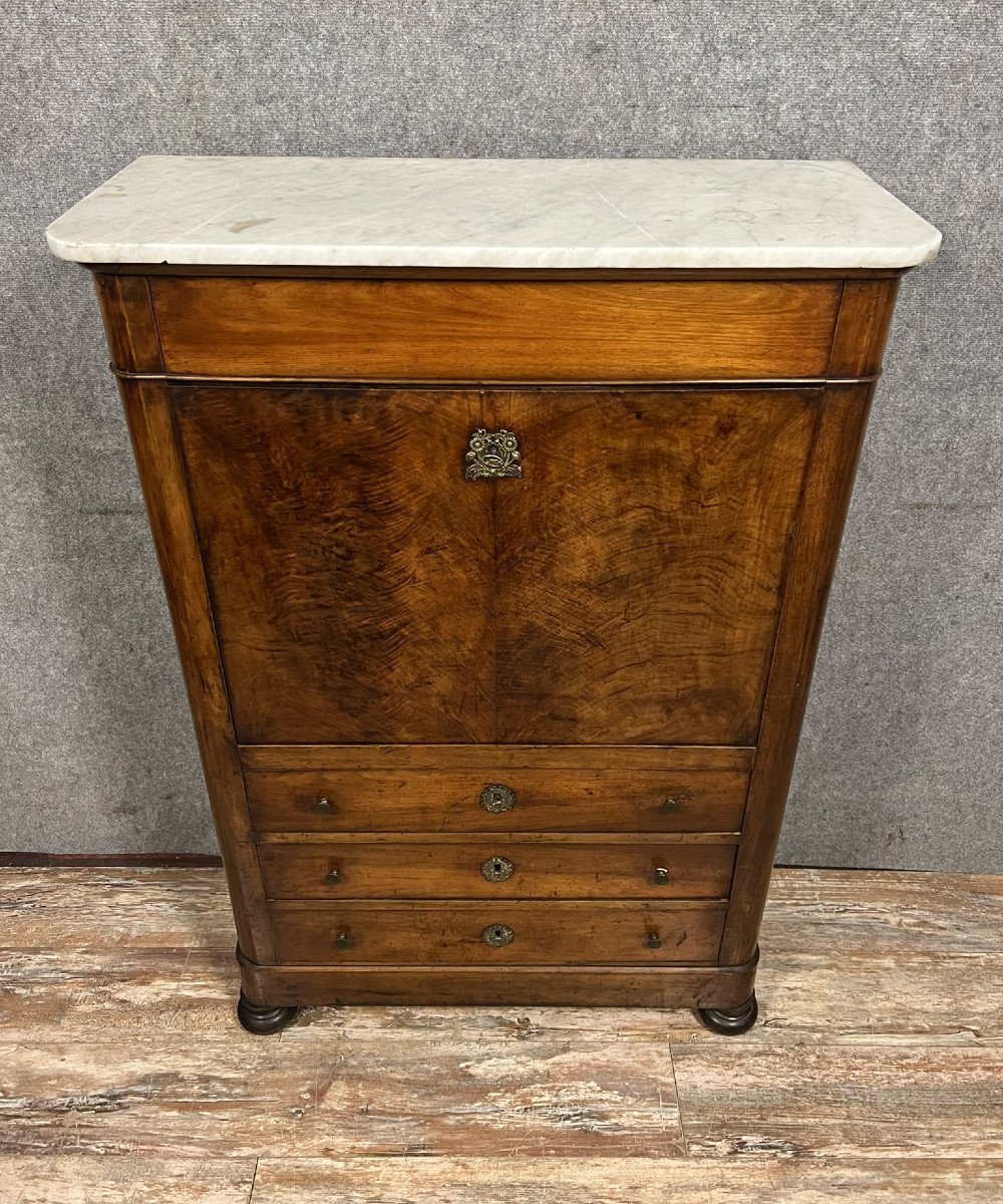 Secretary Louis Philippe Period / Restoration In Mahogany -photo-3