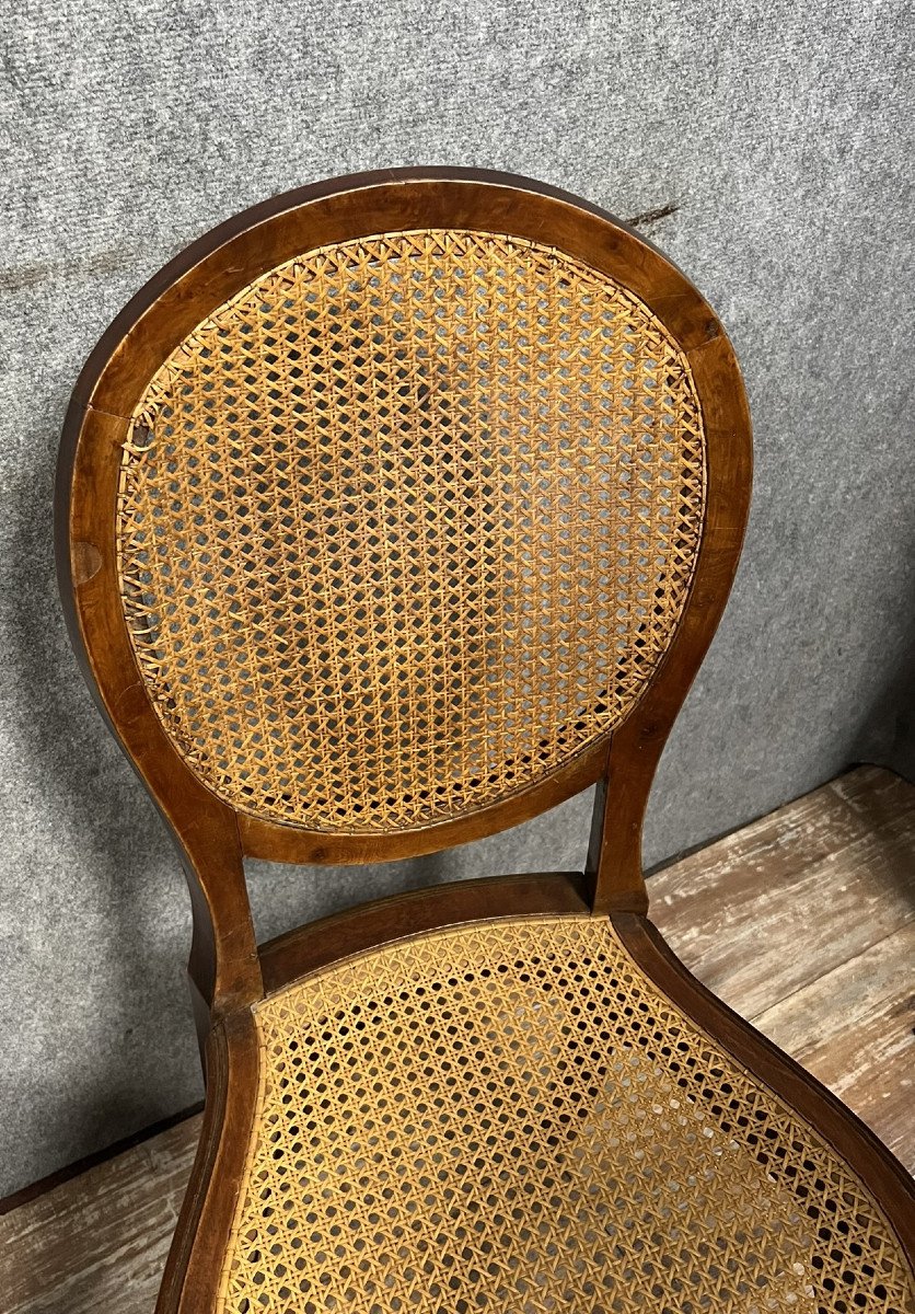 Série De 6 Chaises Raquettes De Style Louis XVI En Loupe -photo-7