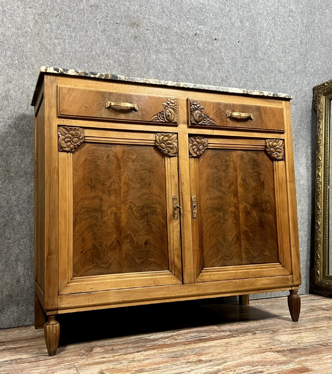 Art Deco Period Buffet In Walnut And Burl-photo-2