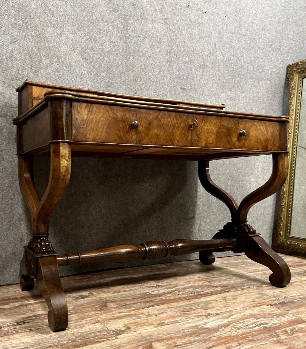 Desk With Tiered Curule Base Empire Period In Mahogany -photo-2