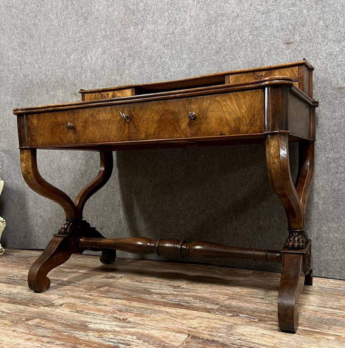 Desk With Tiered Curule Base Empire Period In Mahogany -photo-3