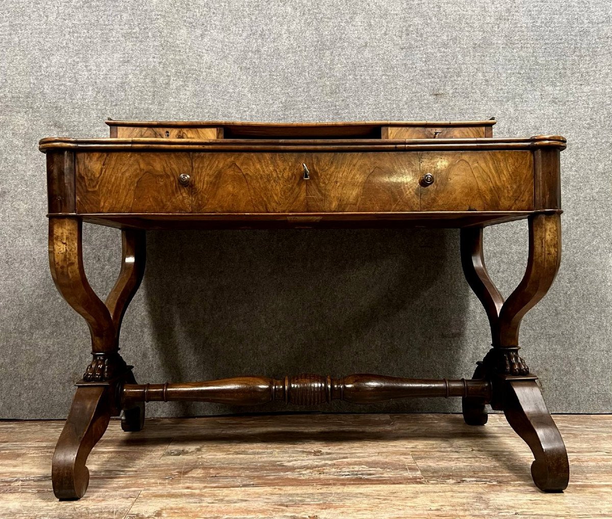 Desk With Tiered Curule Base Empire Period In Mahogany 