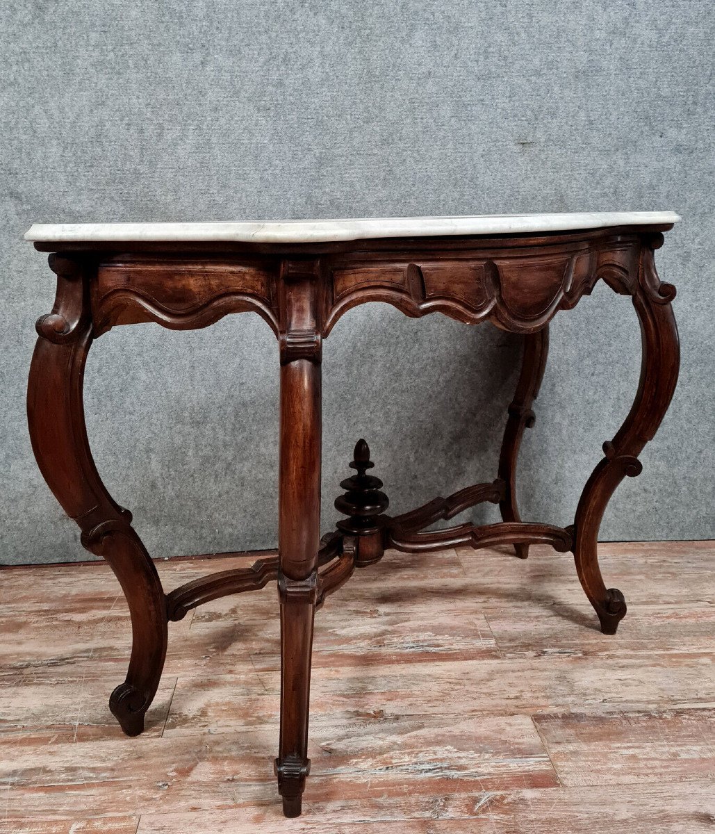 Important Curved Console Napoleon III Period In Mahogany -photo-5