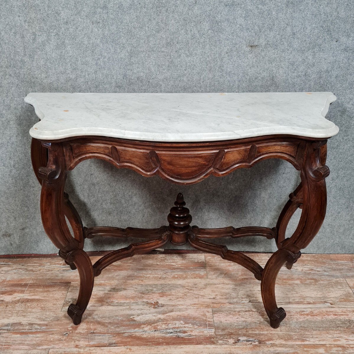 Important Curved Console Napoleon III Period In Mahogany 