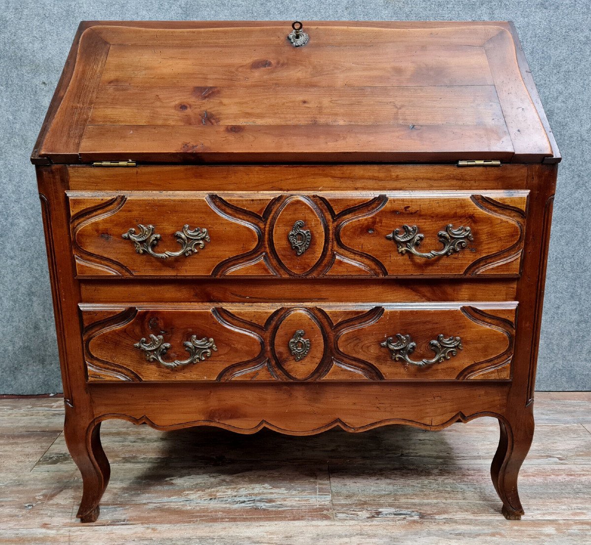 Louis XV Style Office Chest Of Drawers In Solid Walnut -photo-2
