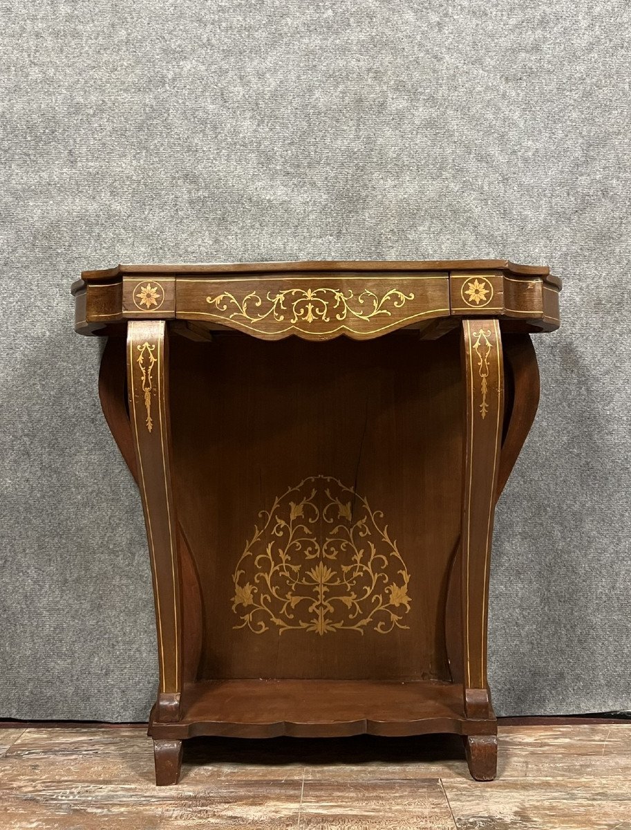 Louis XV Style Curved Venetian Console In Marquetry-photo-1