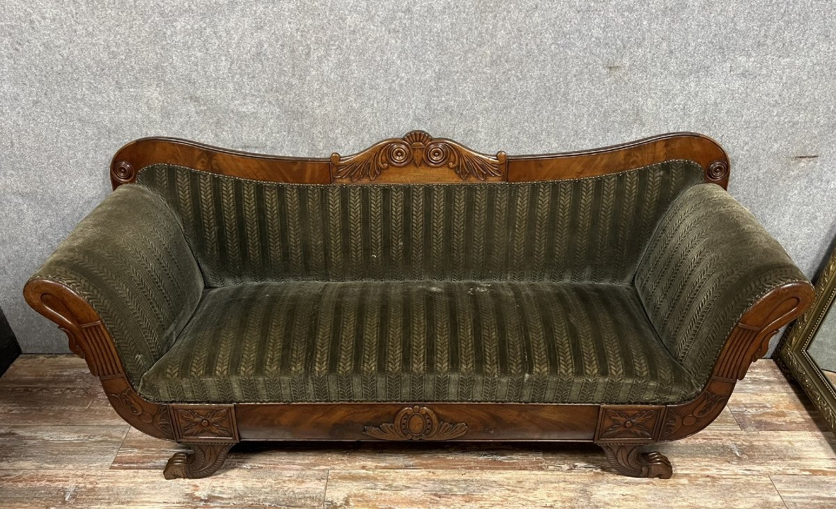 Important Empire Period Boat Sofa In Mahogany-photo-1