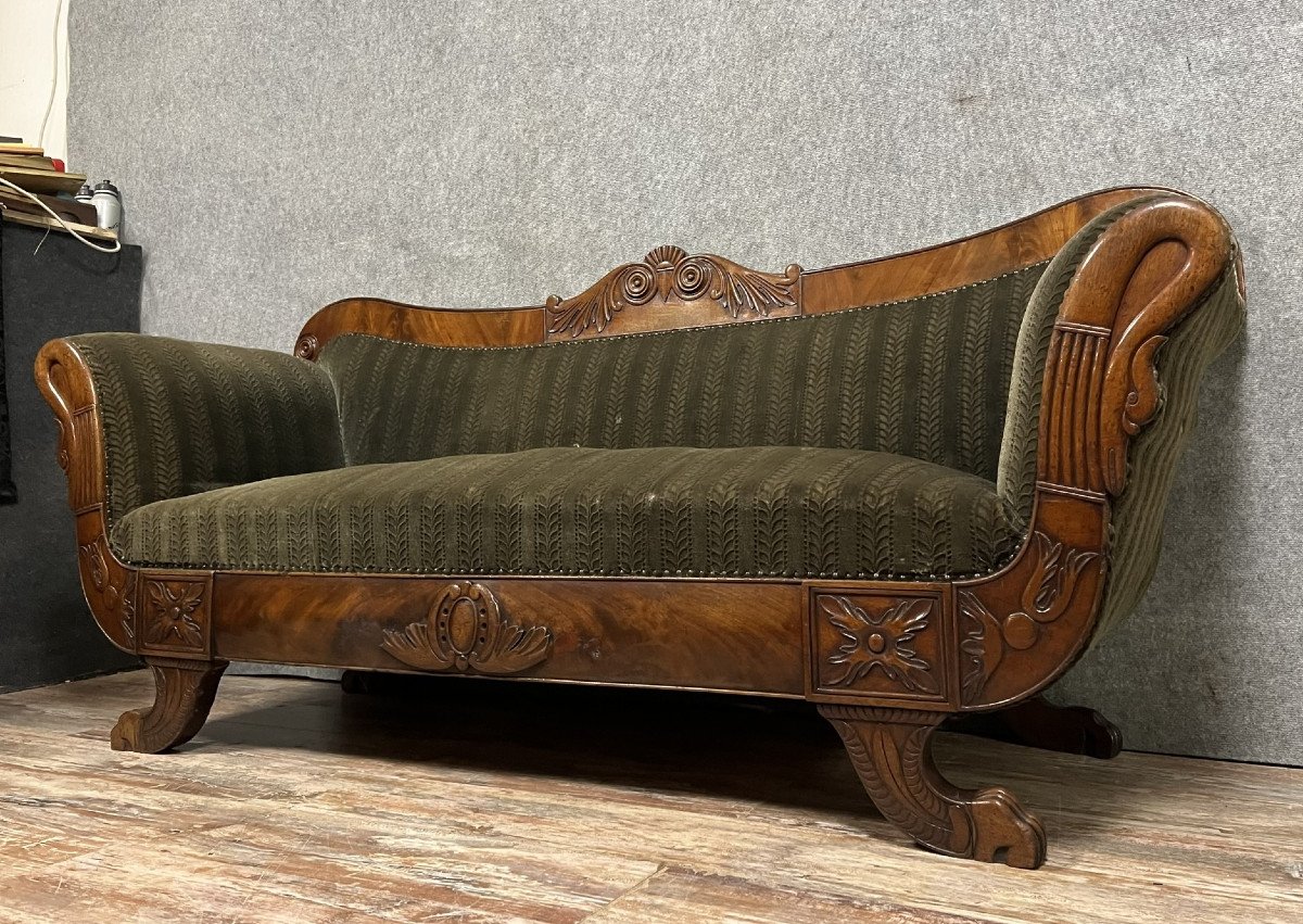 Important Empire Period Boat Sofa In Mahogany-photo-3