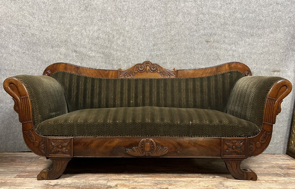 Important Empire Period Boat Sofa In Mahogany