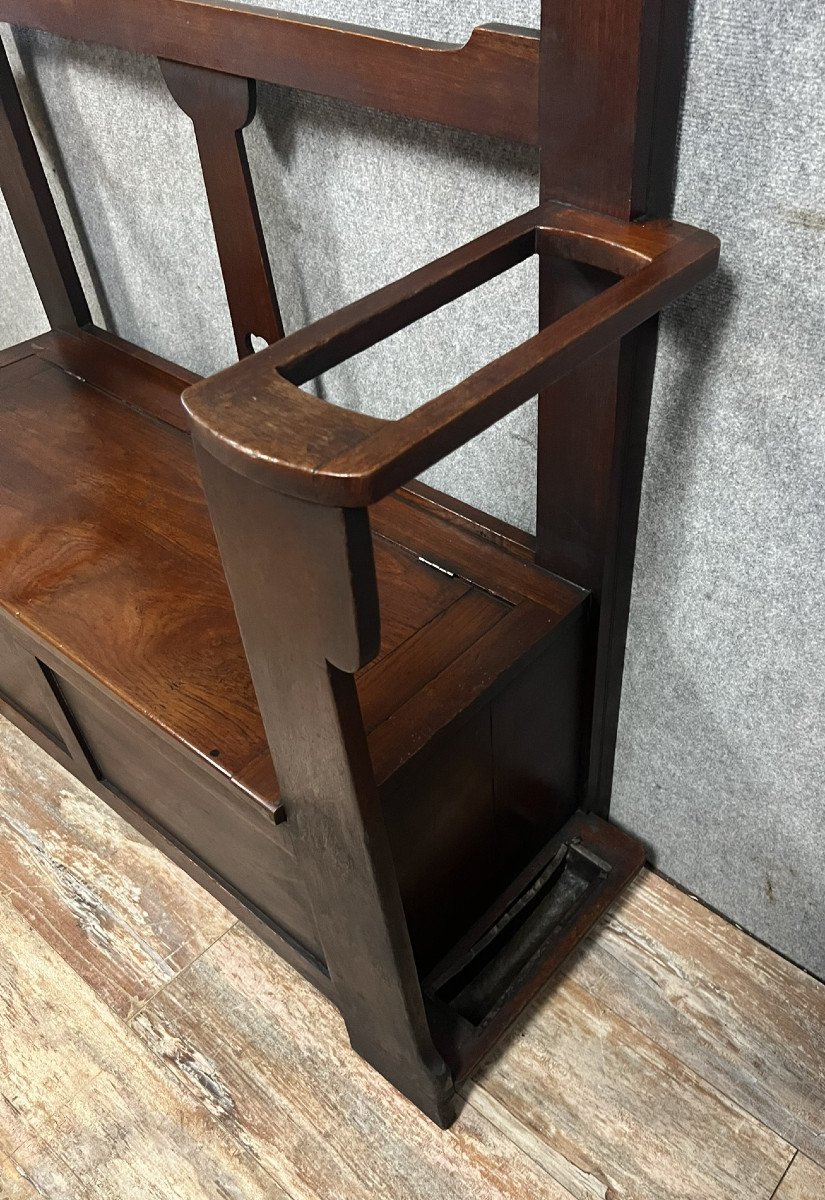 Important Coat Rack Function As A Bench Chest Art Nouveau Period In Mahogany -photo-3