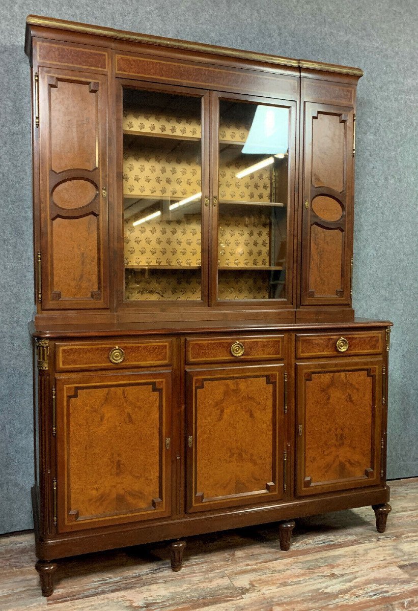 Eugène Printz Et Fils: Stamped Library Napoleon III Period In Marquetry -photo-1