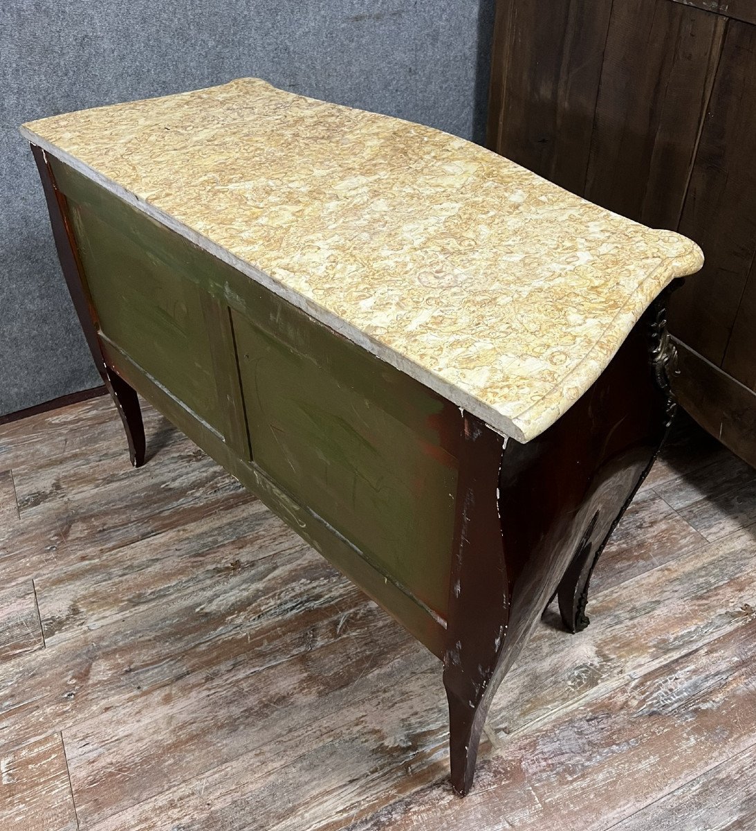 Curved Sauteuse Commode In Lacquer With Japanese Decors-photo-5