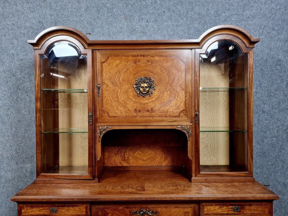 Louis XVI Style Two-body Library Buffet In Marquetry -photo-1