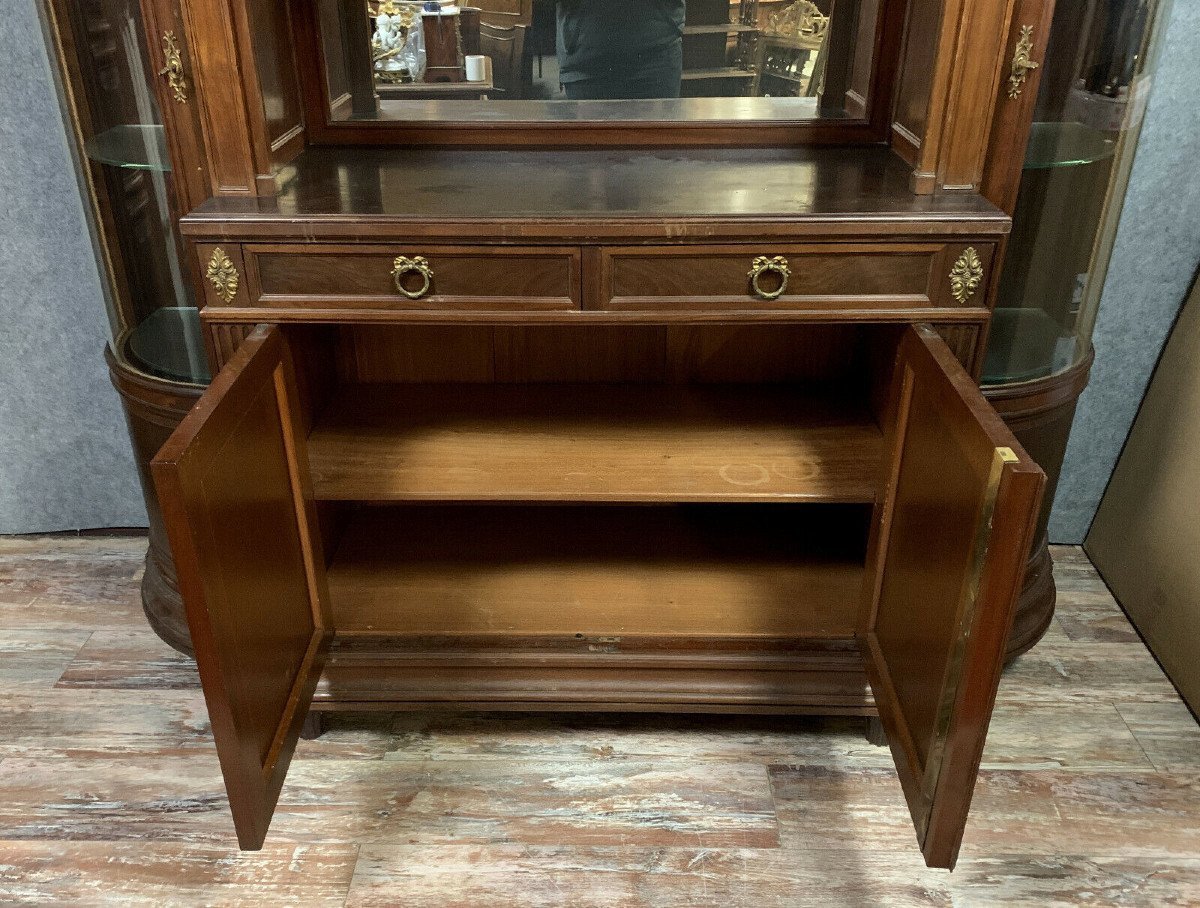 Important Louis XVI Parisian Library In Half Moon Shape In Mahogany -photo-3