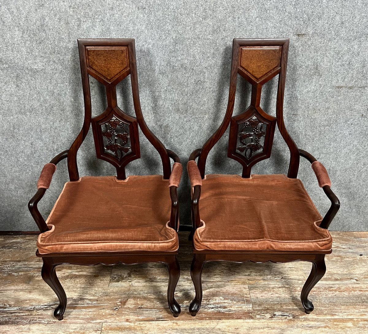 Pair Of Victorian Mahogany Armchairs -photo-1