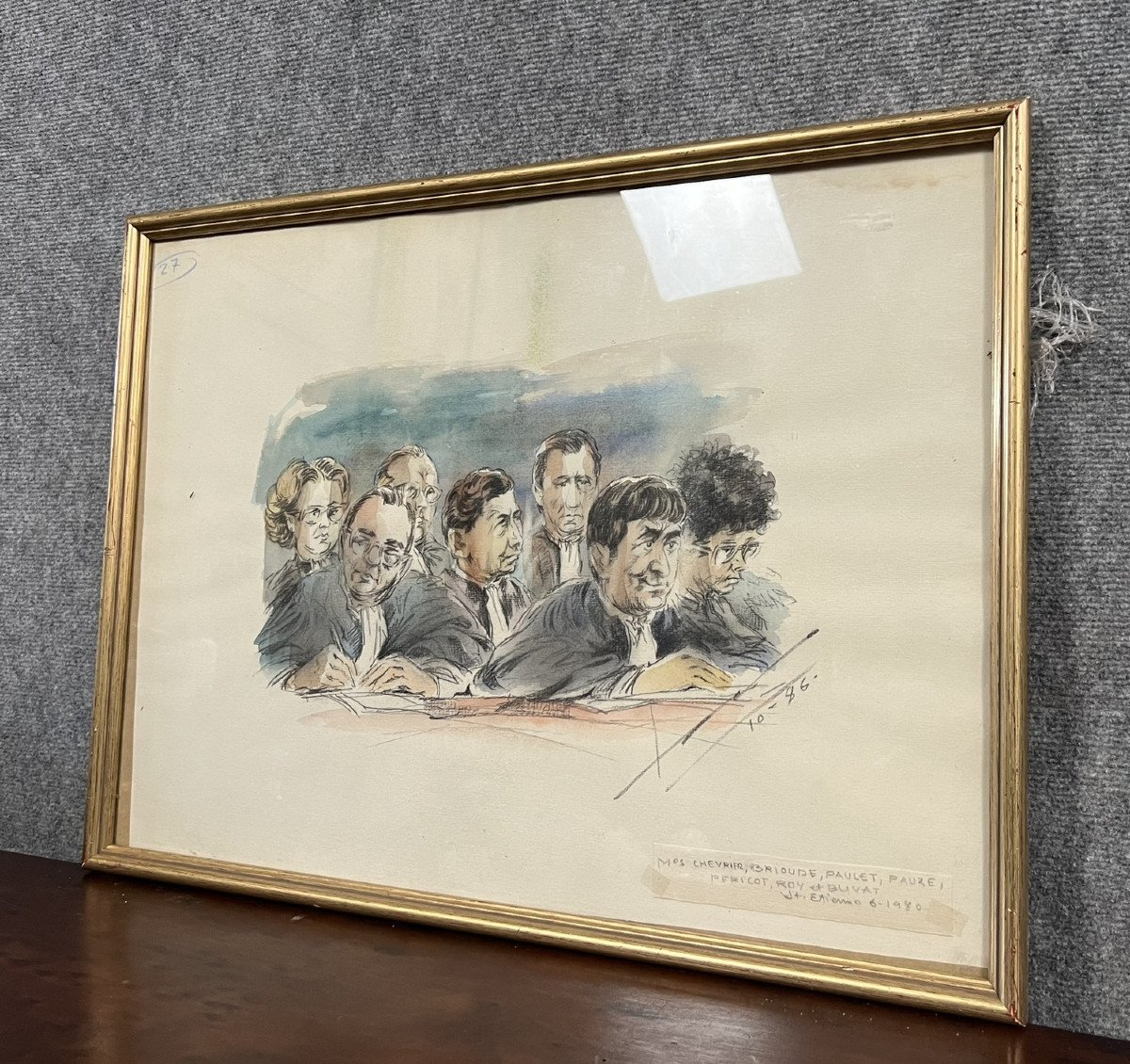 Watercolor Drawing Representing The Magistrates Of A Trial  -photo-1