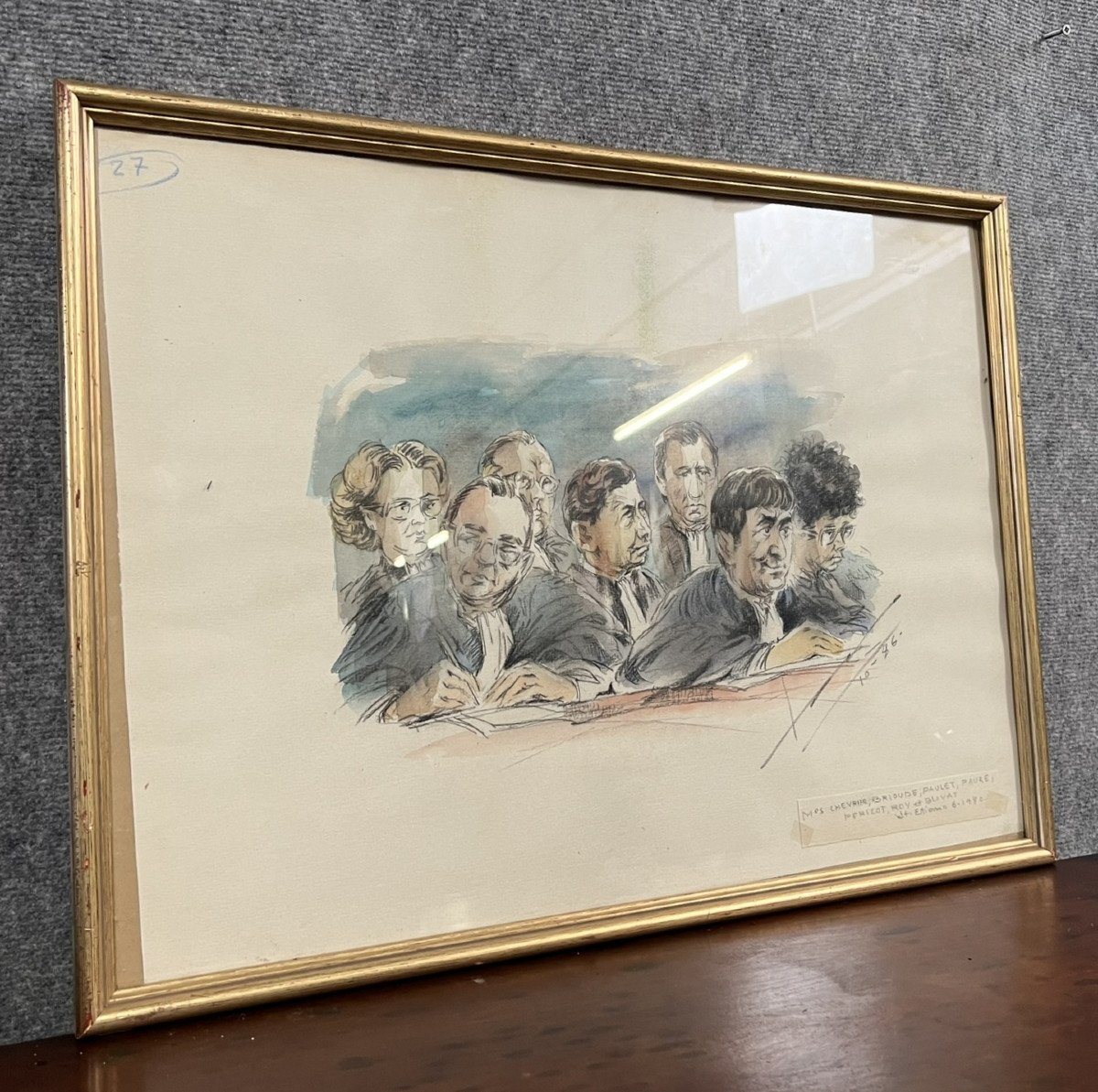 Watercolor Drawing Representing The Magistrates Of A Trial  -photo-2