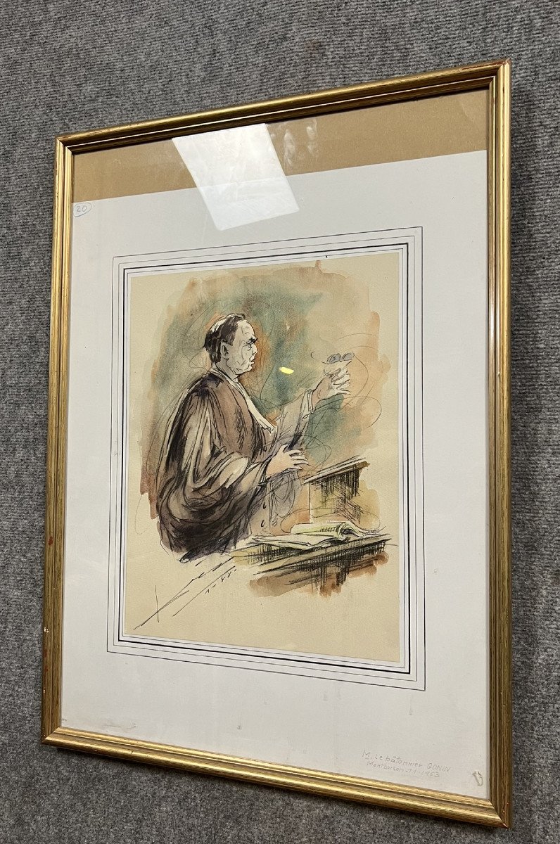 Watercolor Drawing Representing A Judge During A Trial -photo-1