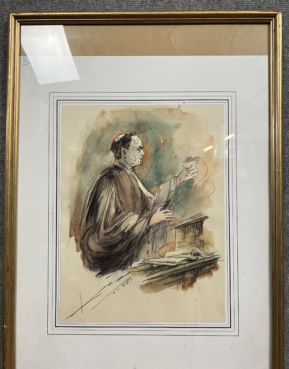 Watercolor Drawing Representing A Judge During A Trial -photo-4