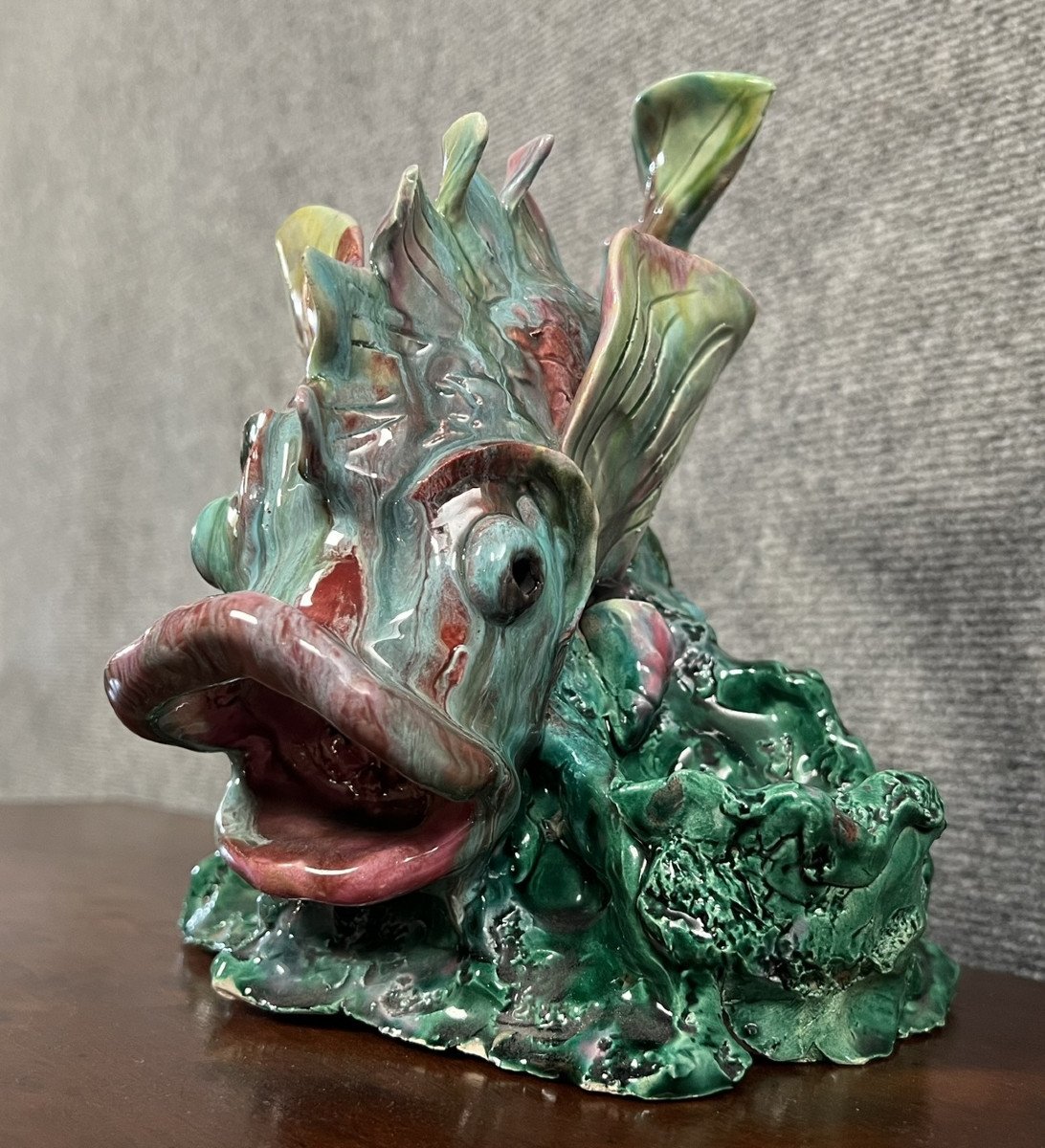 Vallauris (in Le Gout): Zoomorphic Sculpture In Enameled Ceramic-photo-2