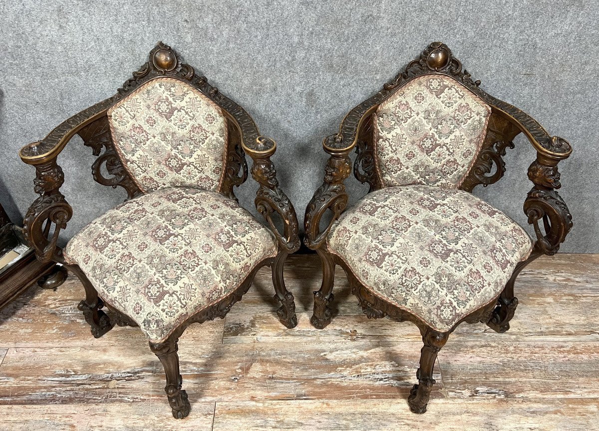 Very Rare Pair Of Venetian Armchairs In The Italian Renaissance Style  -photo-1