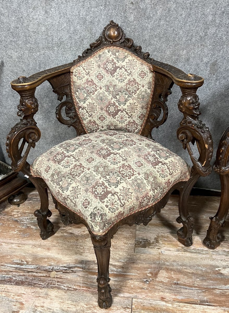 Very Rare Pair Of Venetian Armchairs In The Italian Renaissance Style  -photo-2